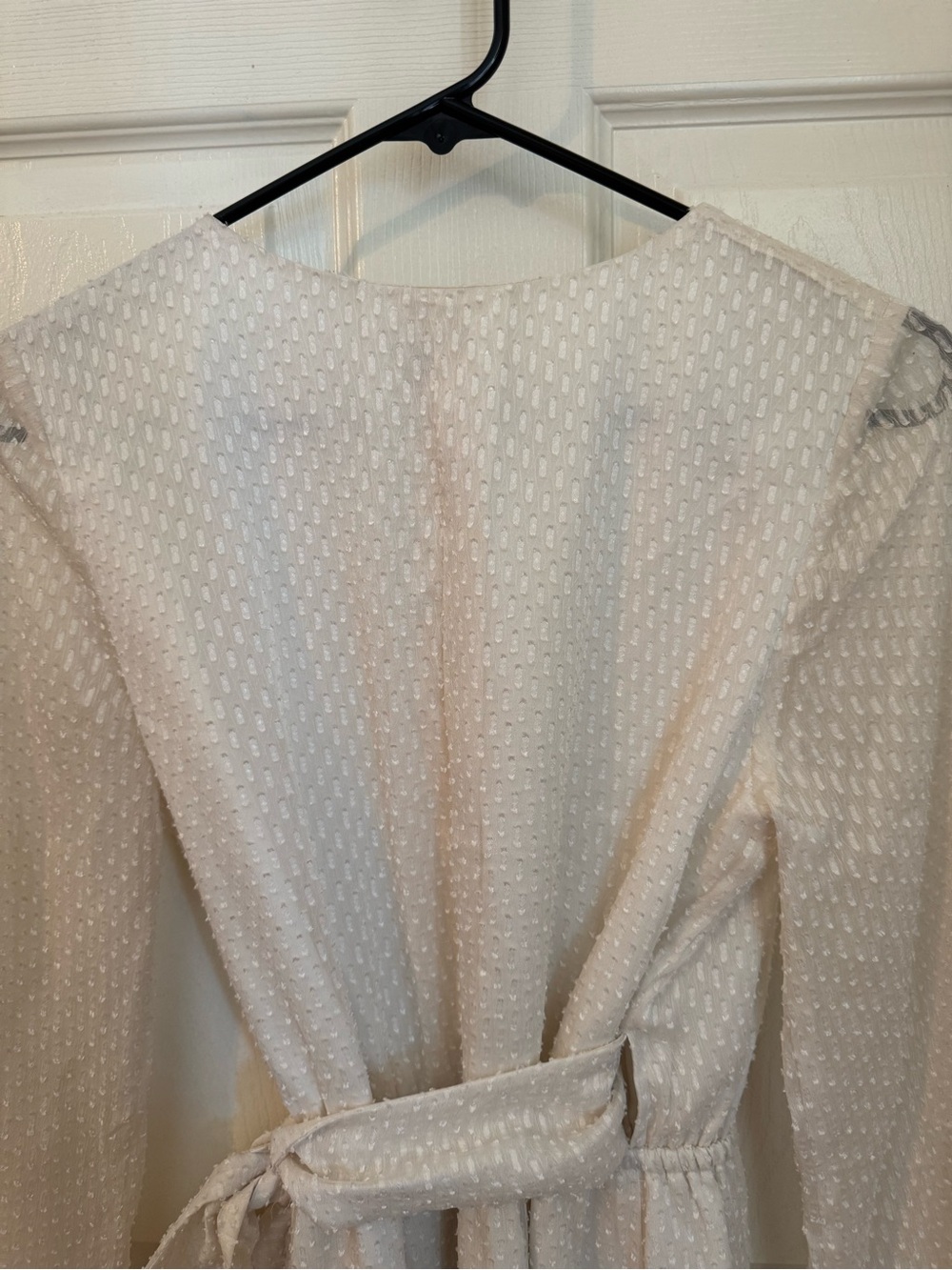 Ann Taylor creamy white textured Swiss dot with sheer long sleeves dress (SZ 2) - Picture 8 of 15